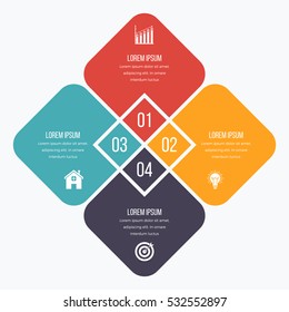 Infographics template four options with square. Can be used for workflow layout, diagram, number options, step up options, web design, presentations