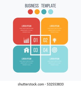 Infographics template four options with square. Can be used for workflow layout, diagram, number options, step up options, web design, presentations