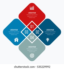 Infographics template four options with square. Can be used for workflow layout, diagram, number options, step up options, web design, presentations