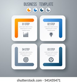 Infographics template four options with square. Can be used for workflow layout, diagram, number options, step up options, web design, presentations