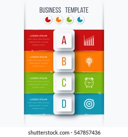 Infographics template four options with square. Can be used for workflow layout, diagram, number options, step up options, web design, presentations
