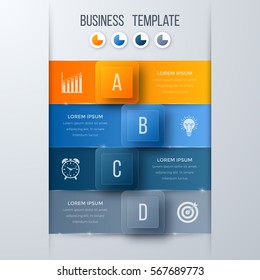 Infographics template four options with square. Can be used for workflow layout, diagram, number options, step up options, web design, presentations