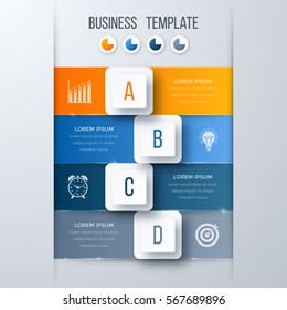 Infographics template four options with square. Can be used for workflow layout, diagram, number options, step up options, web design, presentations
