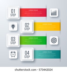 Infographics template four options with square. Can be used for workflow layout, diagram, number options, step up options, web design, presentations