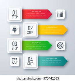 Infographics template four options with square. Can be used for workflow layout, diagram, number options, step up options, web design, presentations