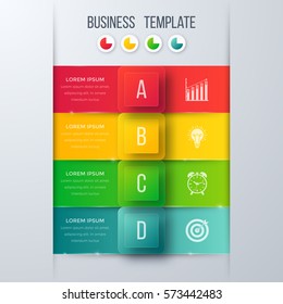 Infographics template four options with square. Can be used for workflow layout, diagram, number options, step up options, web design, presentations