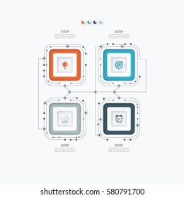 Infographics template four options with square. Can be used for workflow layout, diagram, number options, step up options, web design, presentations