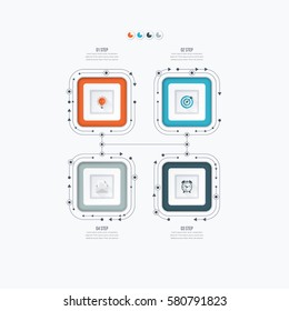 Infographics template four options with square. Can be used for workflow layout, diagram, number options, step up options, web design, presentations