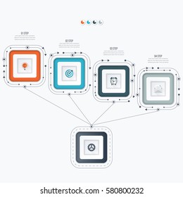 Infographics template four options with square. Can be used for workflow layout, diagram, number options, step up options, web design, presentations