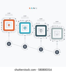 Infographics template four options with square. Can be used for workflow layout, diagram, number options, step up options, web design, presentations