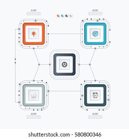 Infographics template four options with square. Can be used for workflow layout, diagram, number options, step up options, web design, presentations