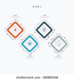 Infographics template four options with square. Can be used for workflow layout, diagram, number options, step up options, web design, presentations