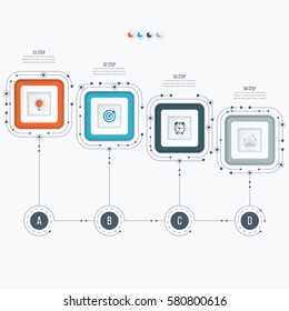 Infographics template four options with square. Can be used for workflow layout, diagram, number options, step up options, web design, presentations