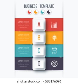 Infographics template four options with square. Can be used for workflow layout, diagram, number options, step up options, web design, presentations