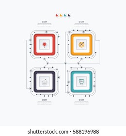 Infographics template four options with square. Can be used for workflow layout, diagram, number options, step up options, web design, presentations