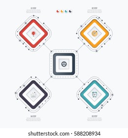 Infographics template four options with square. Can be used for workflow layout, diagram, number options, step up options, web design, presentations