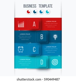 Infographics template four options with square. Can be used for workflow layout, diagram, number options, step up options, web design, presentations