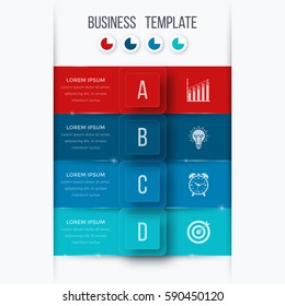 Infographics template four options with square. Can be used for workflow layout, diagram, number options, step up options, web design, presentations