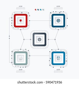 Infographics template four options with square. Can be used for workflow layout, diagram, number options, step up options, web design, presentations