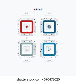 Infographics template four options with square. Can be used for workflow layout, diagram, number options, step up options, web design, presentations
