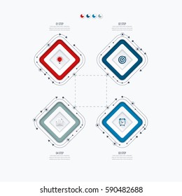 Infographics template four options with square. Can be used for workflow layout, diagram, number options, step up options, web design, presentations