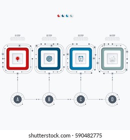 Infographics template four options with square. Can be used for workflow layout, diagram, number options, step up options, web design, presentations