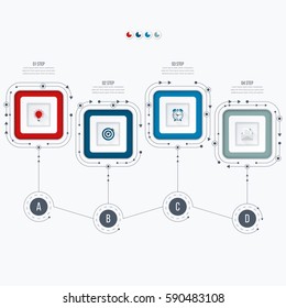 Infographics template four options with square. Can be used for workflow layout, diagram, number options, step up options, web design, presentations