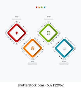 Infographics template four options with square. Can be used for workflow layout, diagram, number options, step up options, web design, presentations