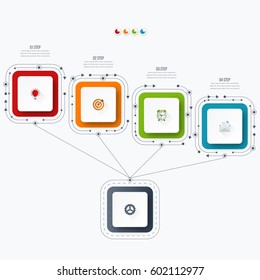 Infographics template four options with square. Can be used for workflow layout, diagram, number options, step up options, web design, presentations