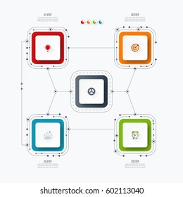 Infographics template four options with square. Can be used for workflow layout, diagram, number options, step up options, web design, presentations
