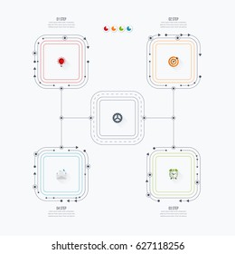 Infographics template four options with square. Can be used for workflow layout, diagram, number options, step up options, web design, presentations