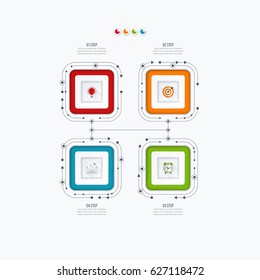Infographics template four options with square. Can be used for workflow layout, diagram, number options, step up options, web design, presentations