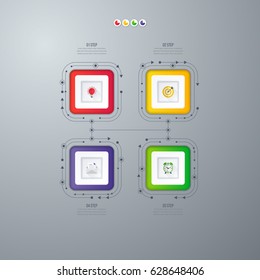 Infographics template four options with square. Can be used for workflow layout, diagram, number options, step up options, web design, presentations