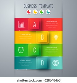 Infographics template four options with square. Can be used for workflow layout, diagram, number options, step up options, web design, presentations