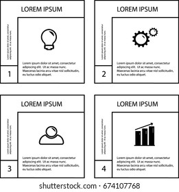 Infographics template four options with square. Can be used for workflow layout, diagram, number options, step up options, web design, presentations.