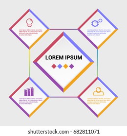Infographics template four options with square. Can be used for workflow layout, diagram, number options, step up options, web design, presentations