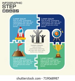 Infographics template four options with square. Can be used for workflow layout, diagram, number options, step up options, web design or presentations.