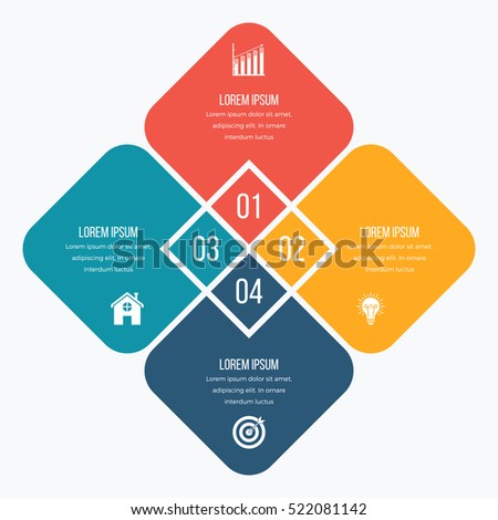 Infographics template four options with square. Can be used for workflow layout, diagram, number options, step up options, web design, presentations