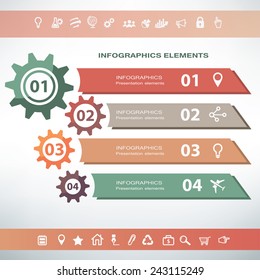 infographics template, gear and process concept