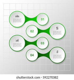 Infographics template. Green metaball for diagram, graph, presentation and chart. Business concept with 4 options, parts, steps or processes.