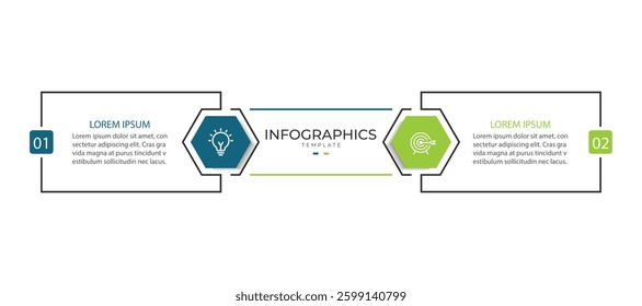 Infographics Template with Hexagon Elements for Business Process 2 step
