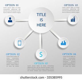Infographics template with icons and 3D circle. Different Way Infographics