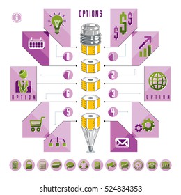 Infographics template, idea with pencil, vector illustration.
