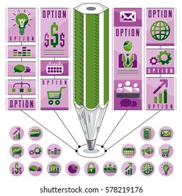 Infographics template, idea with pencil, vector illustration.