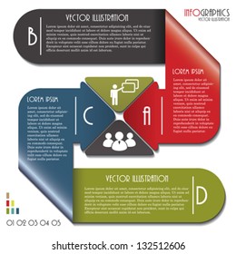 Infographics template with letters and numbers. Vector illustration