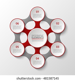 Infographics template. Metaball for diagram, graph, presentation and chart. Business concept with 6 options, parts, steps or processes.