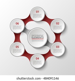 Infographics template. Metaball for diagram, graph, presentation and chart. Business concept with 6 options, parts, steps or processes.