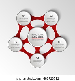 Infographics template. Metaball for diagram, graph, presentation and chart. Business concept with 5 options, parts, steps or processes.