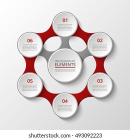 Infographics template. Metaball for diagram, graph, presentation and chart. Business concept with 6 options, parts, steps or processes.