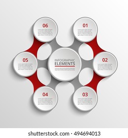 Infographics template. Metaball for diagram, graph, presentation and chart. Business concept with 6 options, parts, steps or processes. Business team. Abstract scheme of mlm.
